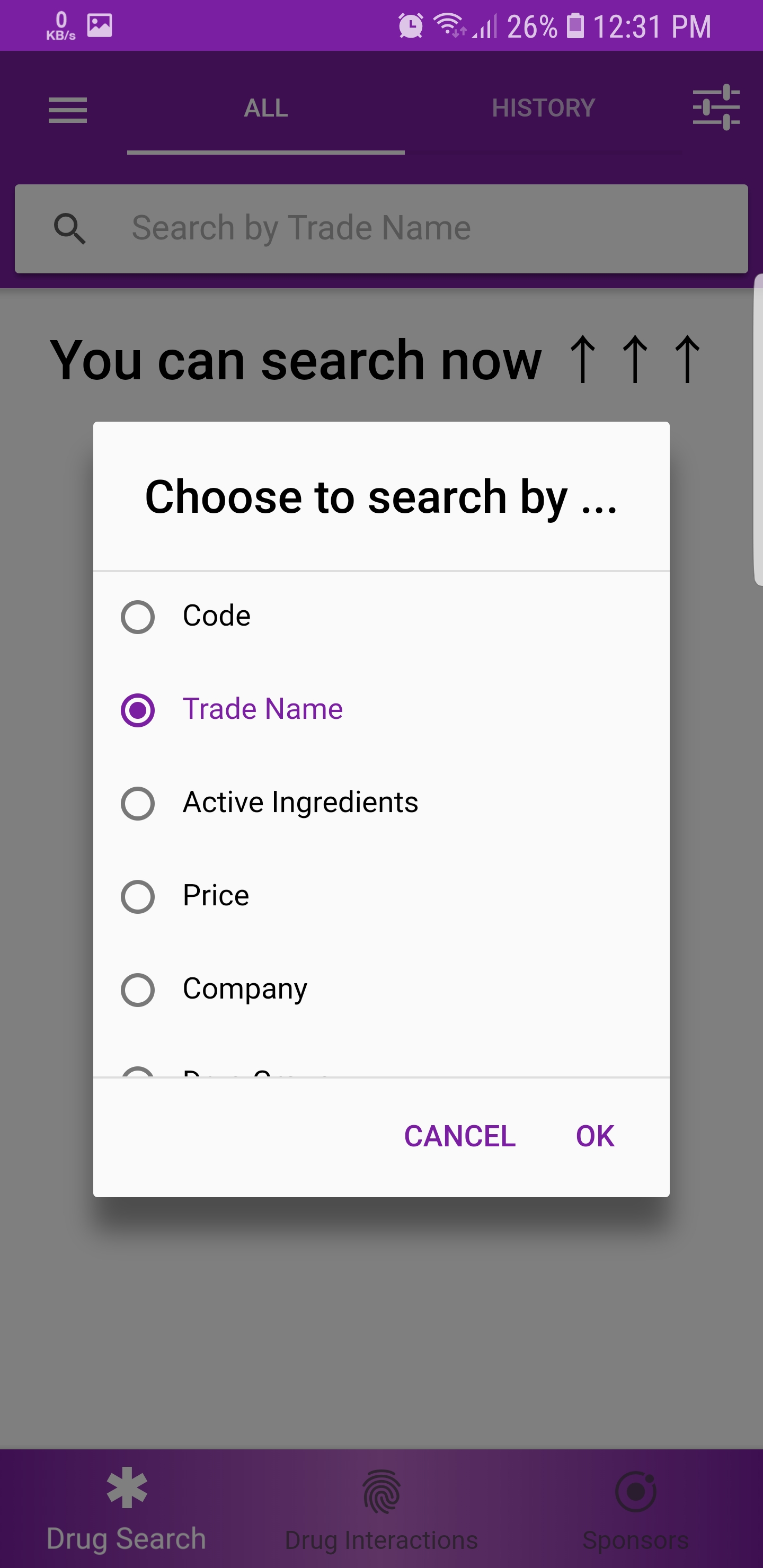 Settings panel
